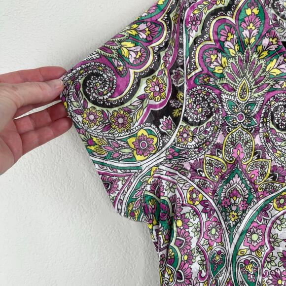 INC International Concepts Multi Opulent Paisley Ruched Tunic Top Plus 0X NWT - Picture 9 of 16